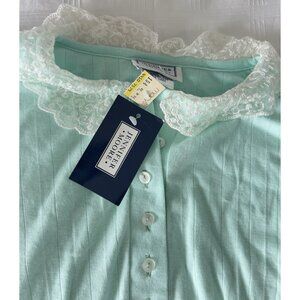 Night Gown Sz M/L Jennifer Moore 100% Cotton Mint Green Lace Collar Switzerland